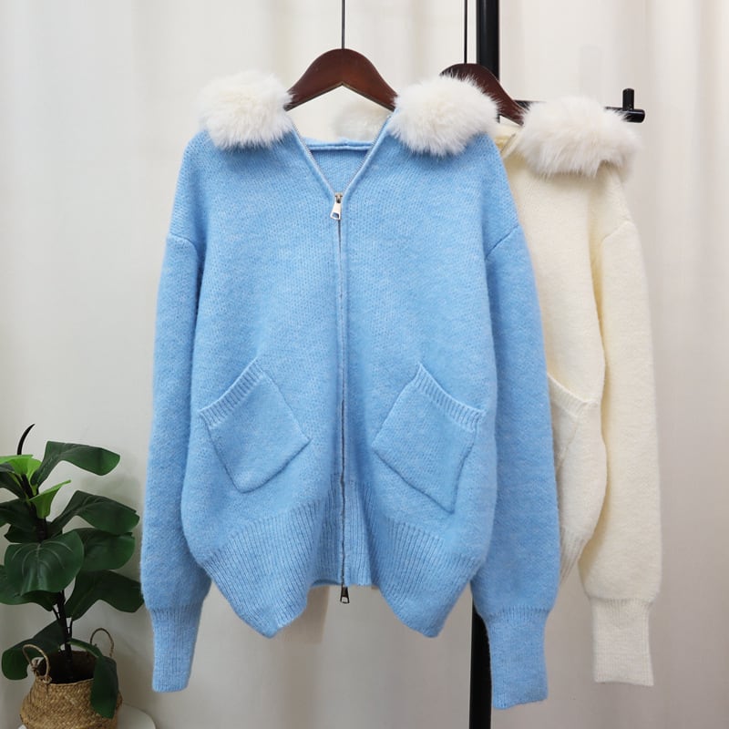 【outer】フードファーニットカーデ　M27439