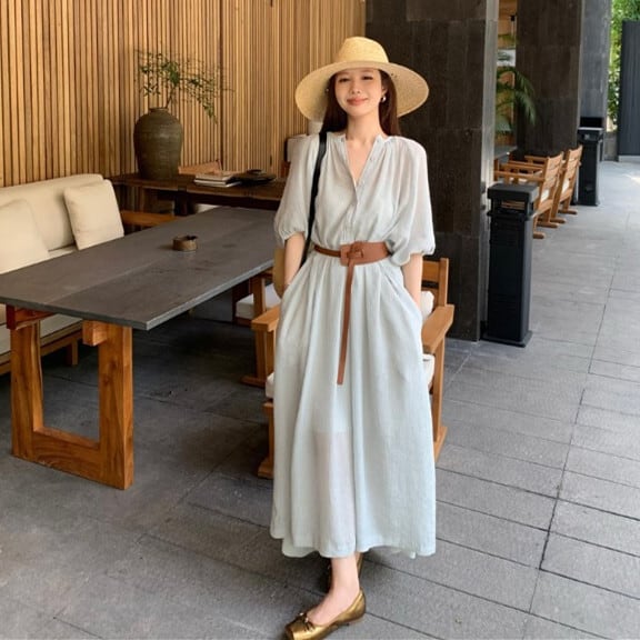 【dress】カジュアルワンピースベルト付き　M29639