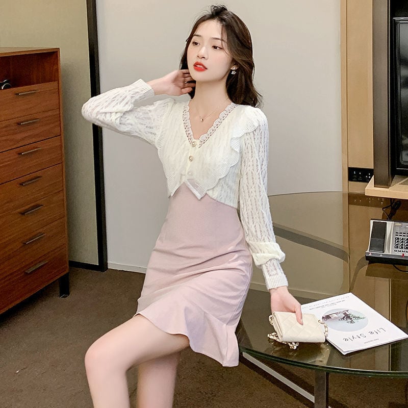 【dress】Vネックマーメイドワンピース G20324