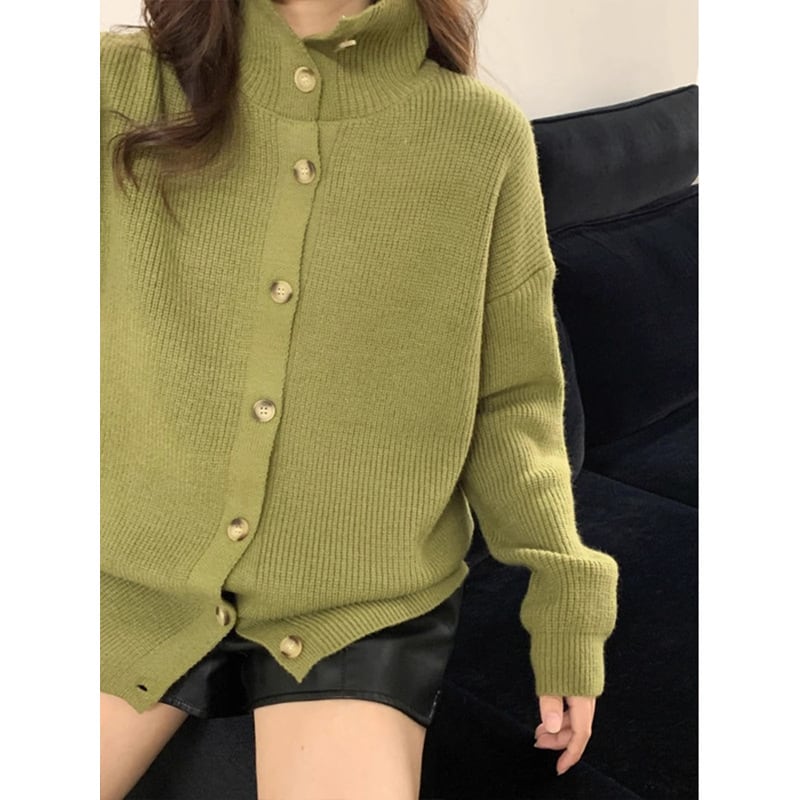 【outer】ボタンデザインニットカーデ　M25882
