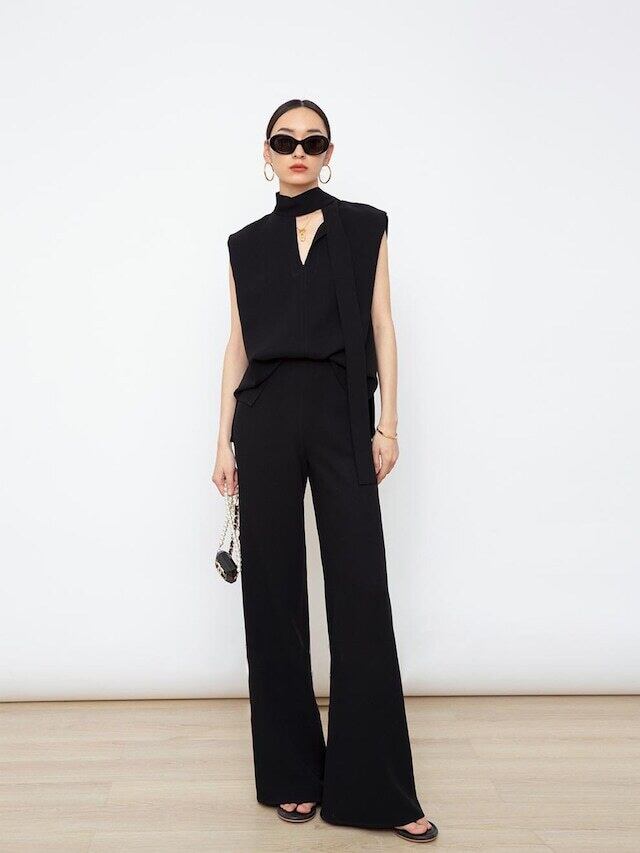 【set】ノースリーブタンクトップ+ガウチョパンツセットアップF7319