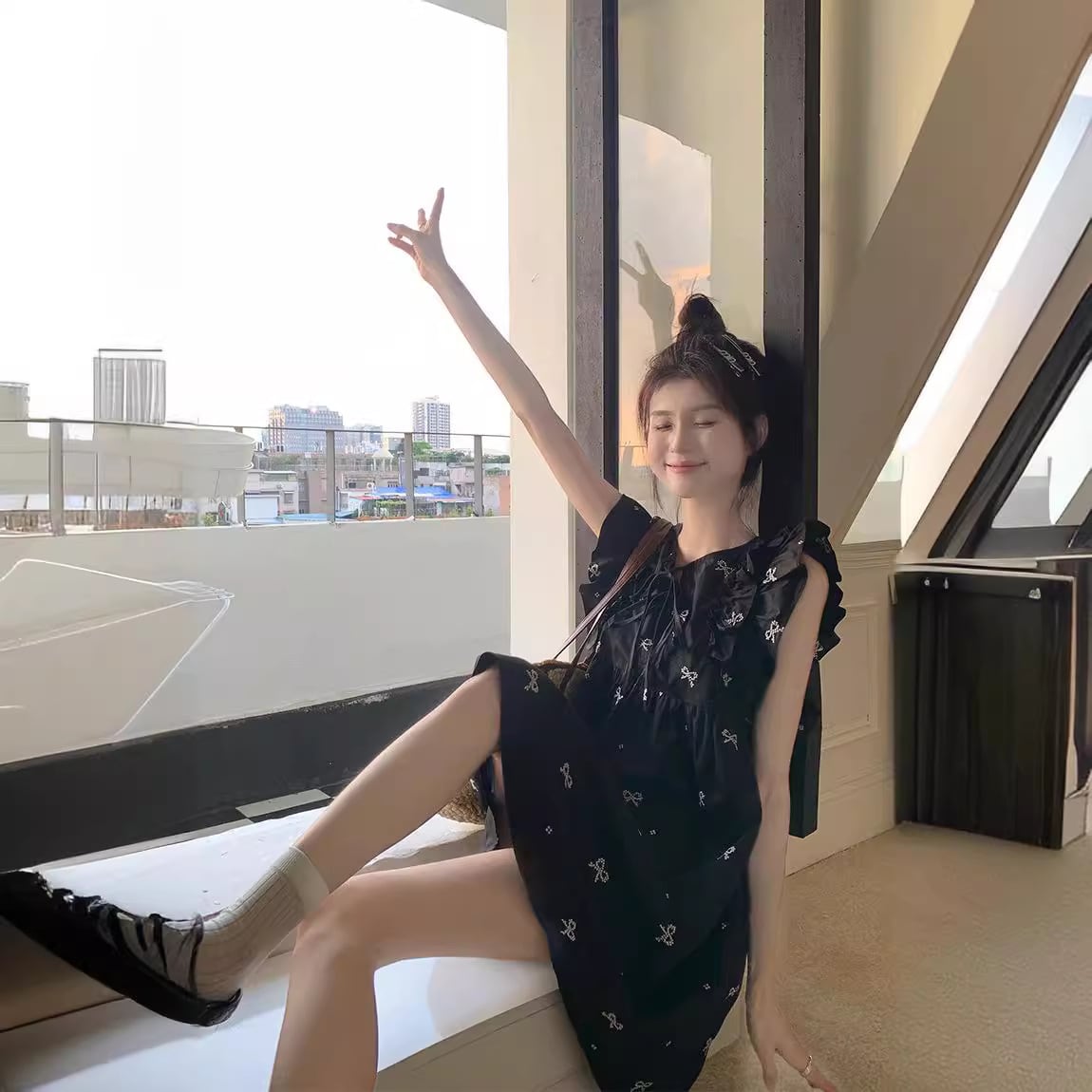 【dress】リボン刺繍ワンピース　M25039