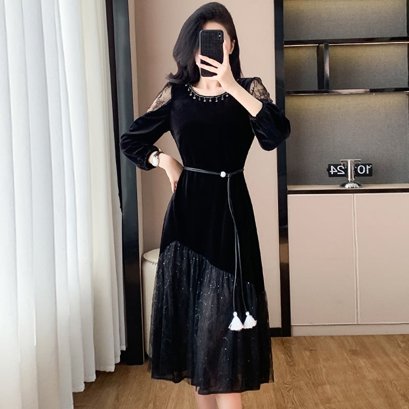 【dress】チュールドッキングワンピース　M27510