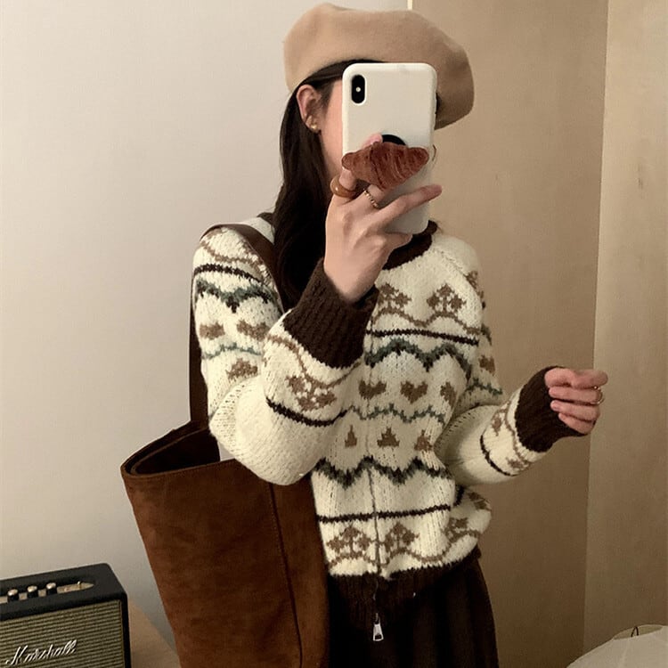【outer】ジャカードニットカーデ　M27120