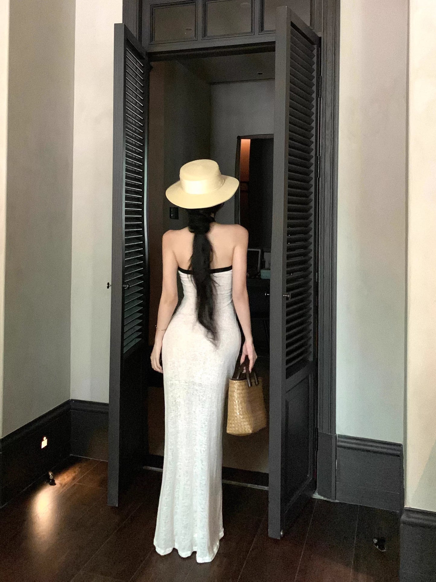【dress】ホルターネックロングワンピース Q8392