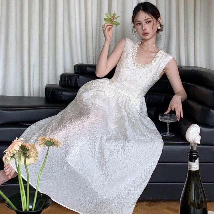 【dress】パールノースリーブワンピース　M24311