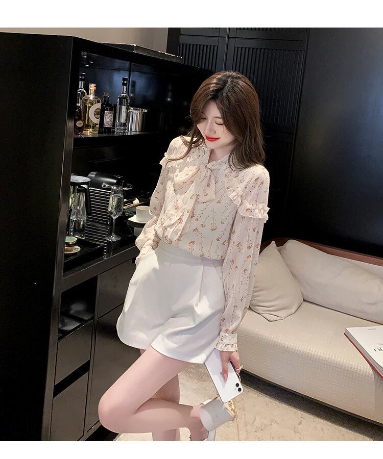 【tops】リボン付きシャツトップス　M18727