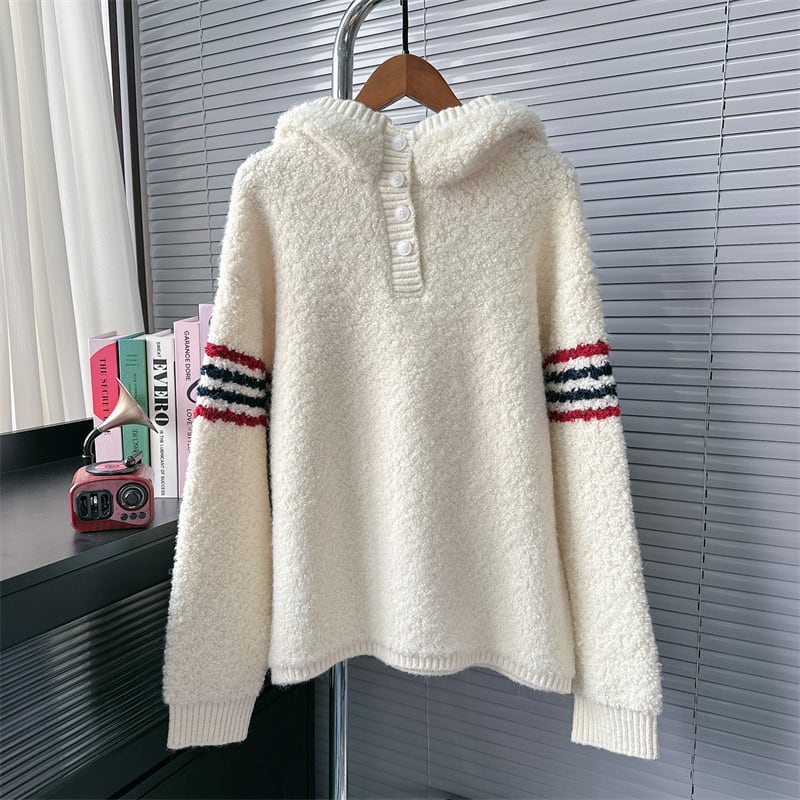 【tops】フード付きニットセーター　M28298
