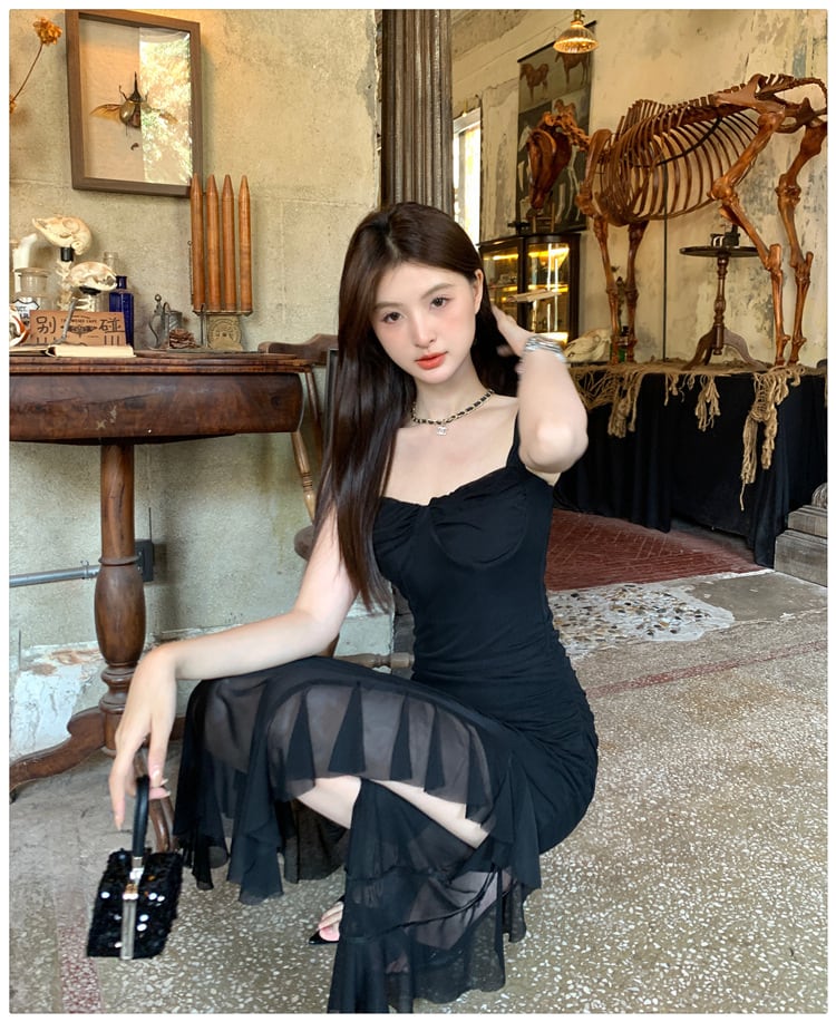 【dress】チュールドッキングワンピース　M24495