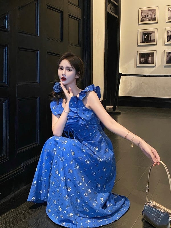 【dress】Vネック花柄海旅行ワンピース G21519