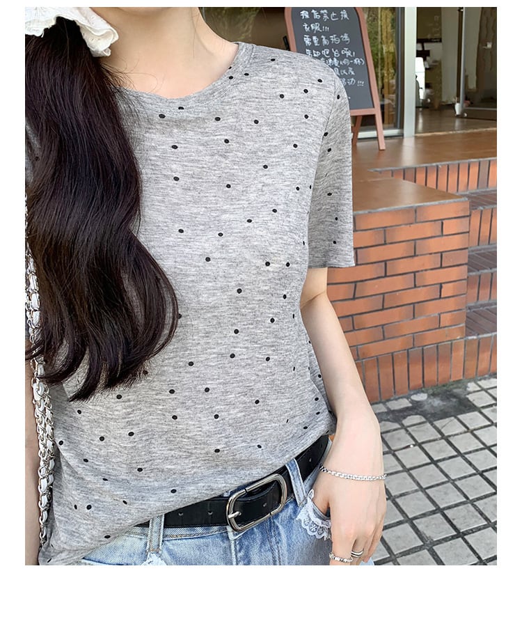 【tops】ドット柄Tシャツ　M24822