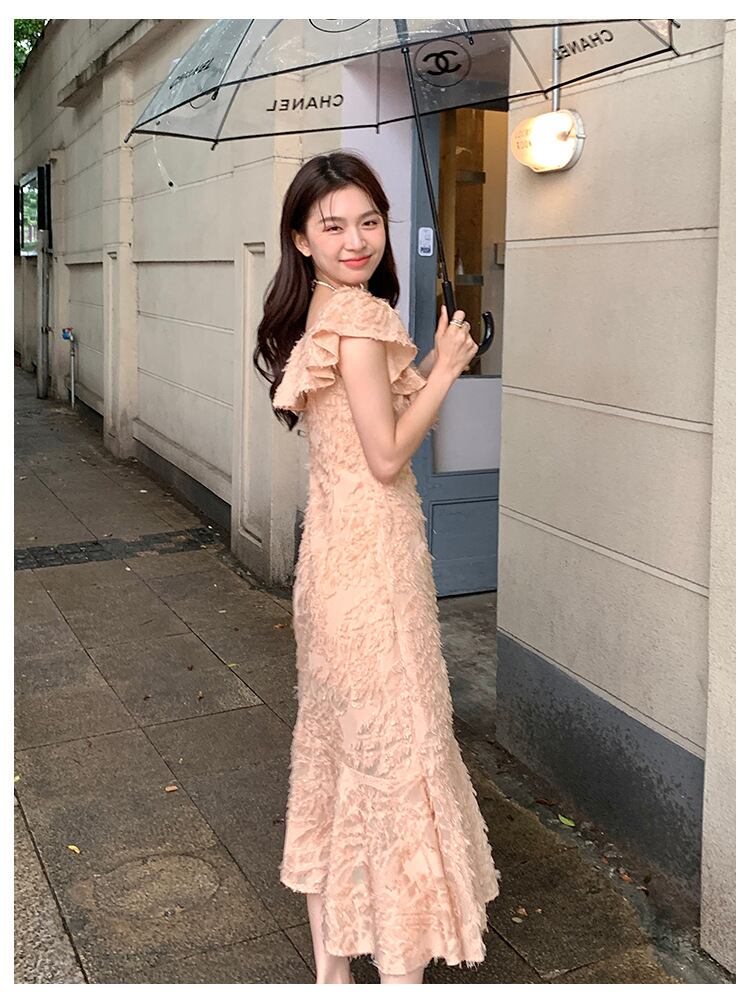 【dress】Vネックフリンジワンピース G20071