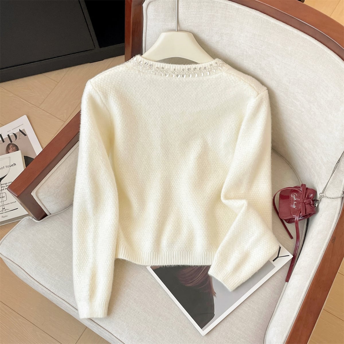 【outer】スパンコールニットカーデ　M29216