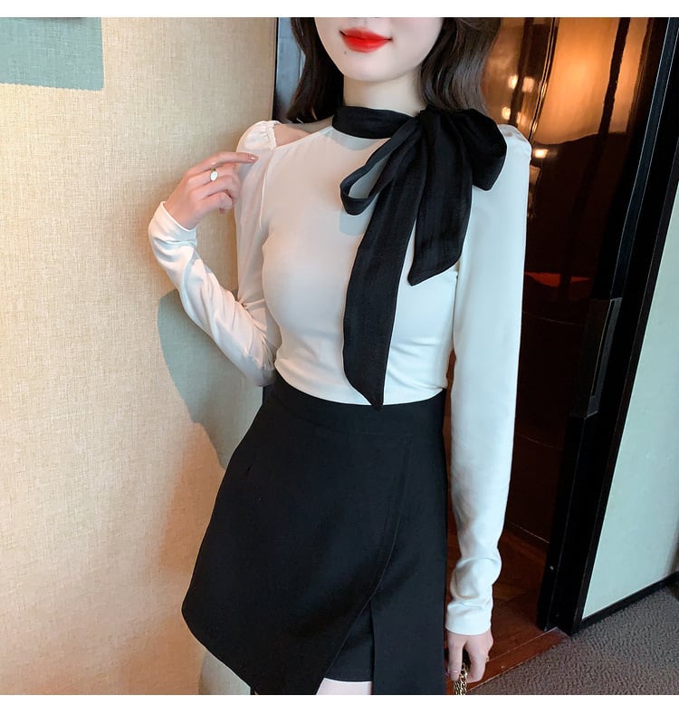 【tops】リボン付きオフショルダートップス　M29380