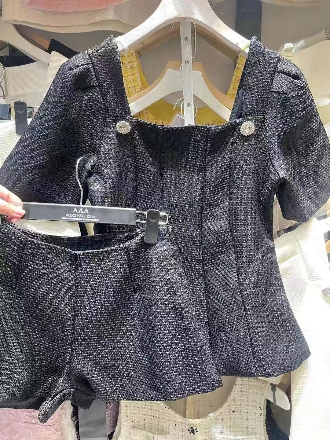 【set】バックリボン付きトップス×ショートパンツセット　M24663