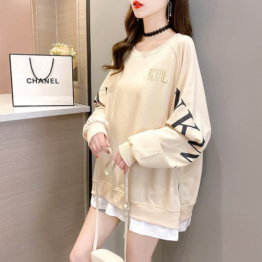 【tops】選べる5色！ラウンドネック長袖英字柄ファッションゆったり着回しパーカーF0673