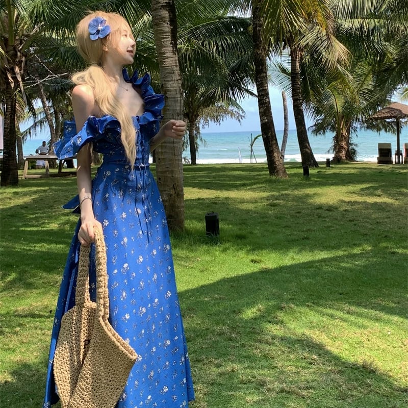 【dress】ギャザーフリルロングキャミワンピース Q8508