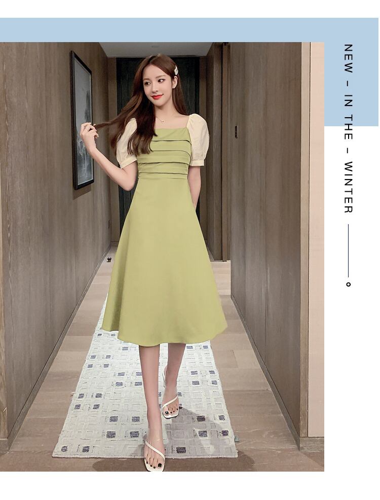 【dress】好感度UP!気質満点レトロパフスリーブ切り替えワンピース