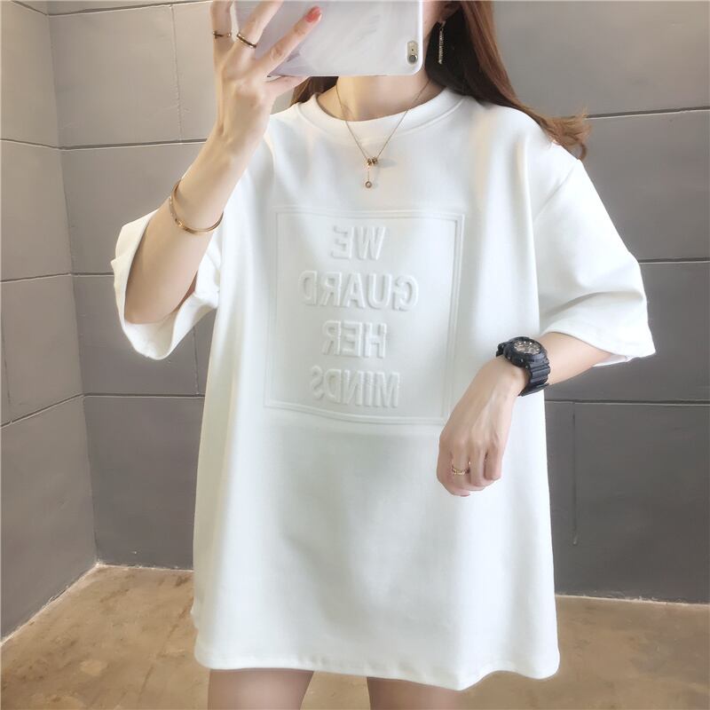 【tops】清新合わせやすいラウンドネック半袖ゆったり着回しファッションTシャツF0032