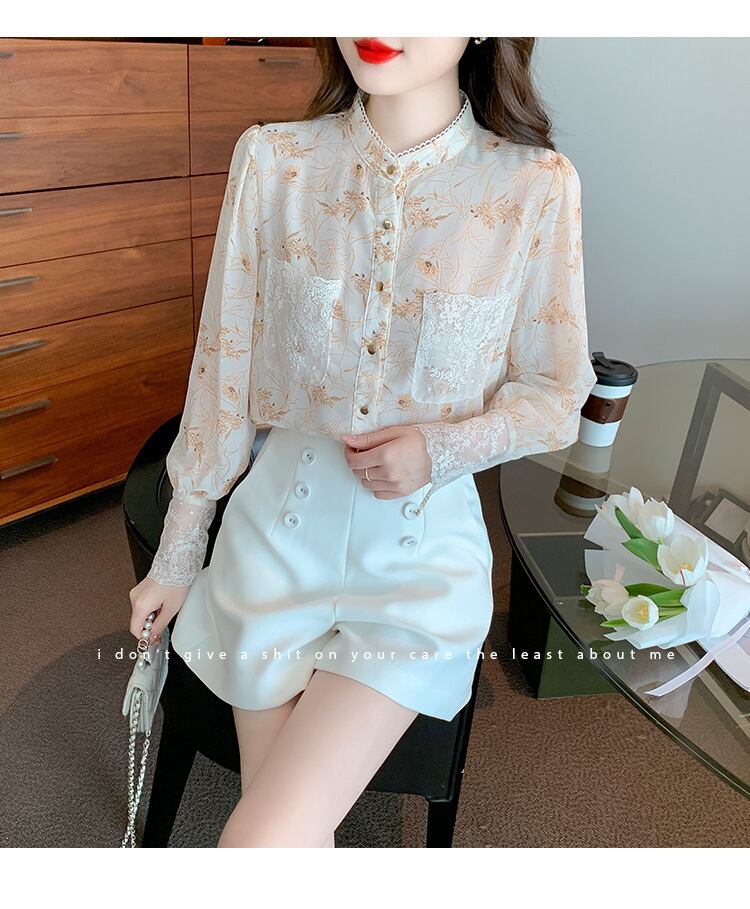 【tops】花柄シャツトップス　M18566