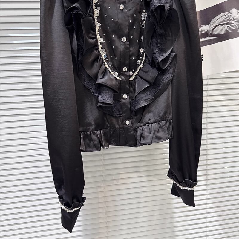【tops】ギャザーフリルシャツ Q7606