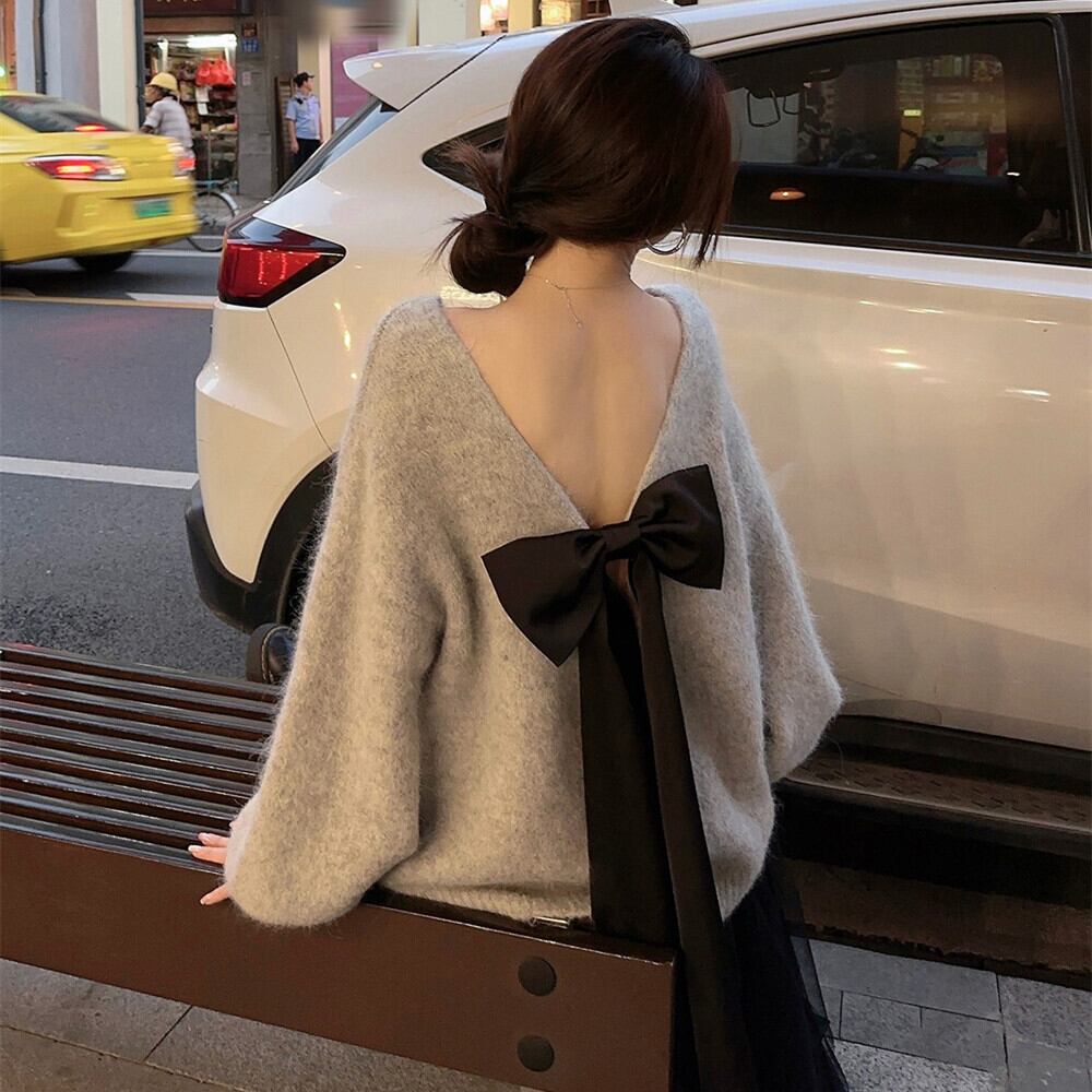 【tops】バックリボンニットトップス　N2775