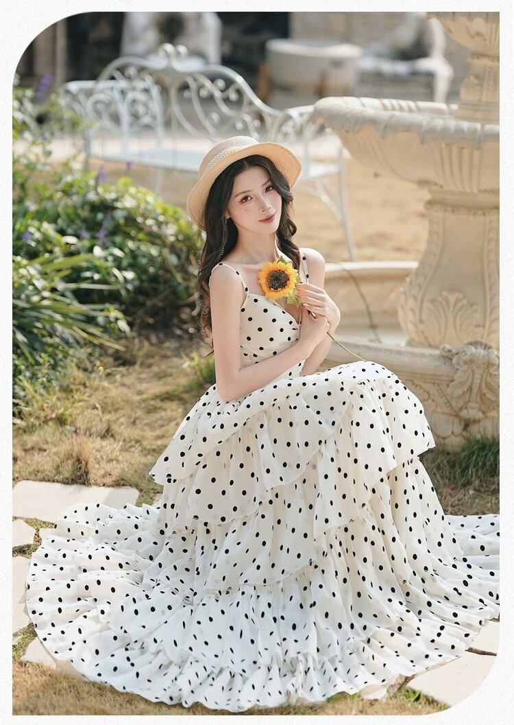 【dress】ドット柄ティアードワンピース　N3275