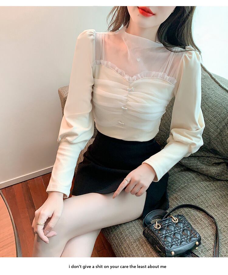 【tops】チュールコンビブラウス　M29369