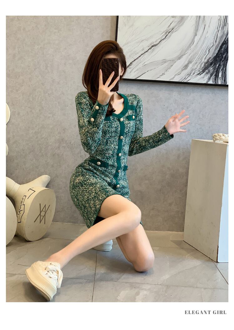 【dress】ニットワンピース着瘦せ人気デザイン　M17667