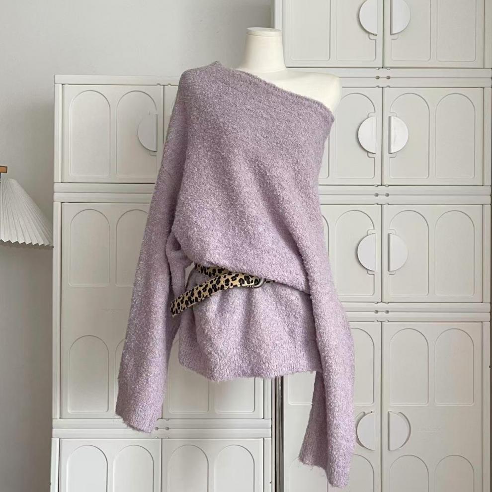 【tops】ボートネックニットセーターベルト付き　M27963