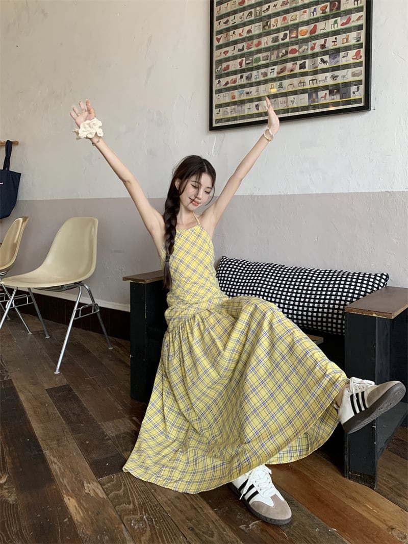 【dress】チェック柄キャミワンピース　M24372