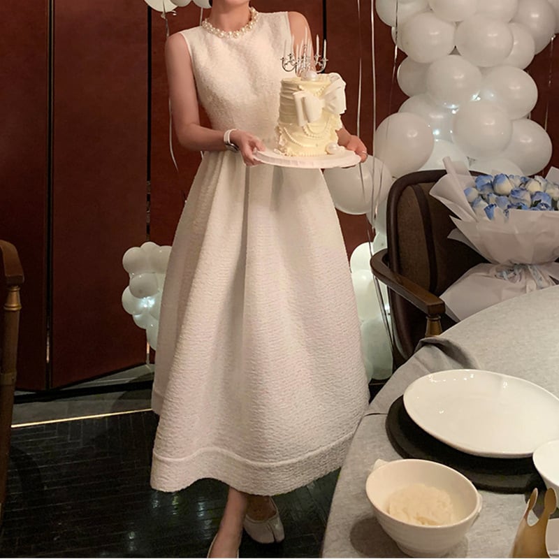 【dress】パールノースリーブワンピース　M24315