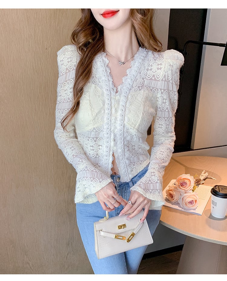 【tops】Vネックレーストップス　M27417