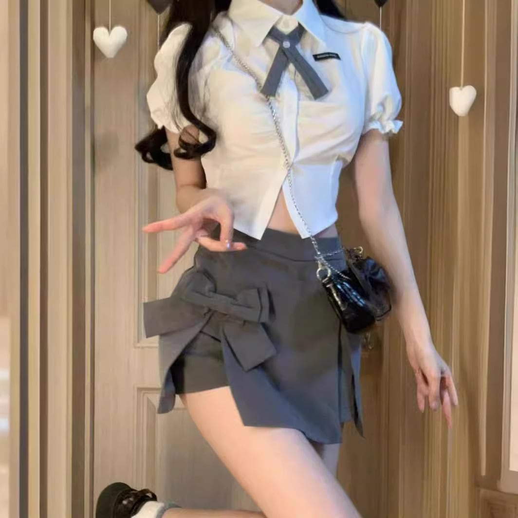 【set】半袖ブラウス+スカート2点セットF7530