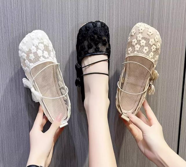 【shoes】3色レースフラットシューズF7473