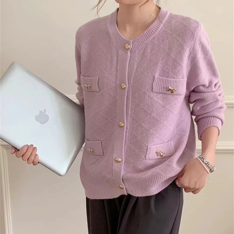 【outer】クルーネックニットカーデ　M25851