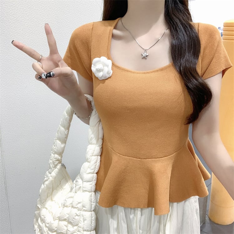 【tops】立体フラワーニットトップス　M24585
