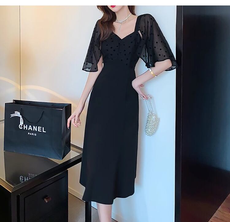 【dress】メッシュ切り替えワンピース G20254