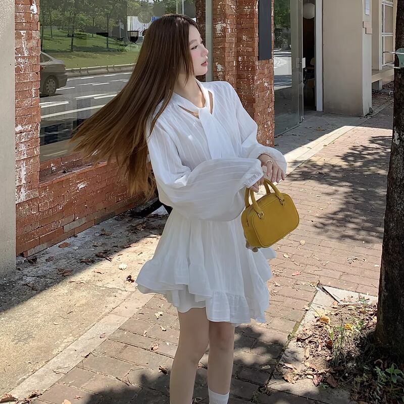 【dress】イレヘムフレアワンピース Q8095