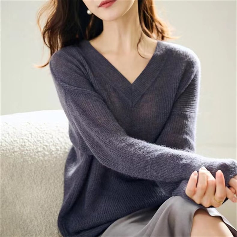 【tops】Vネック無地ニットセーターG20318