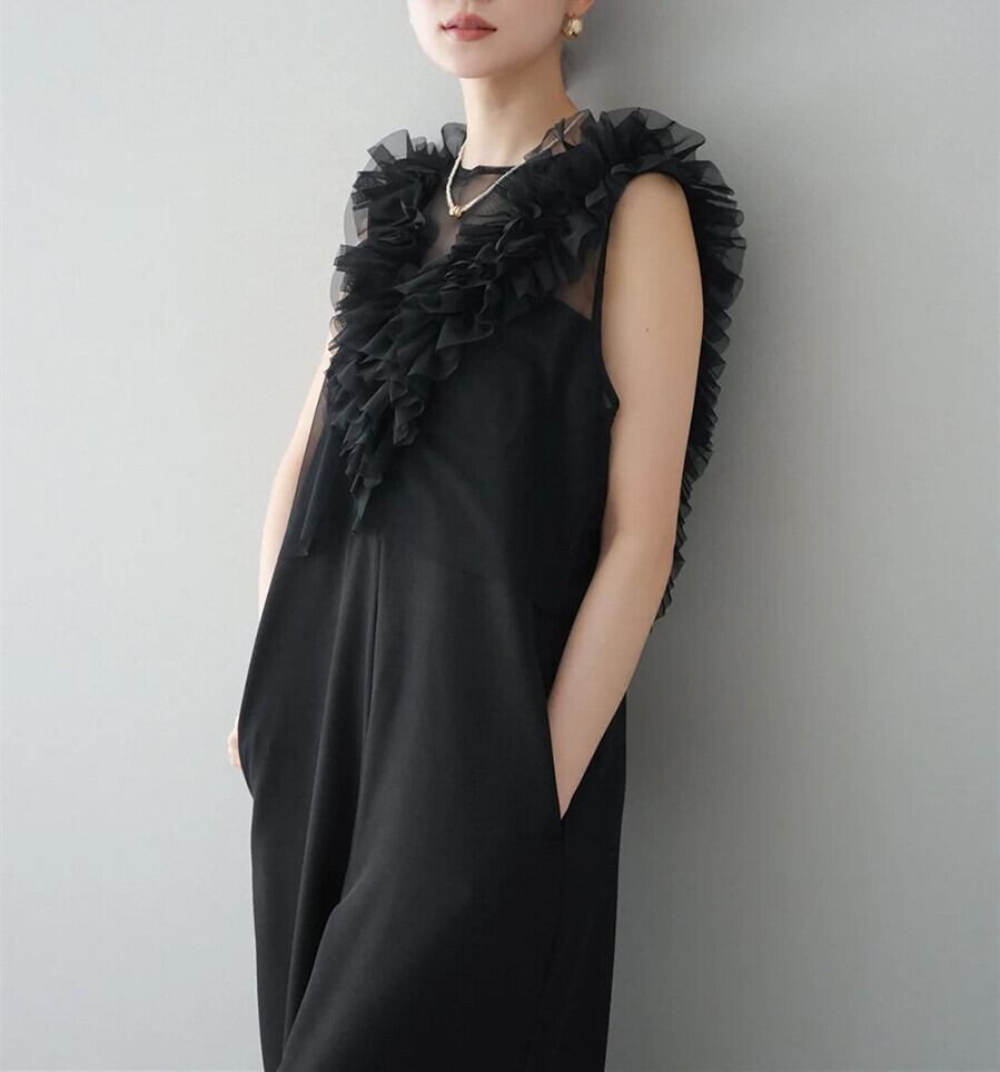 【set】チュールトップス×サロペットパンツセット　M29965
