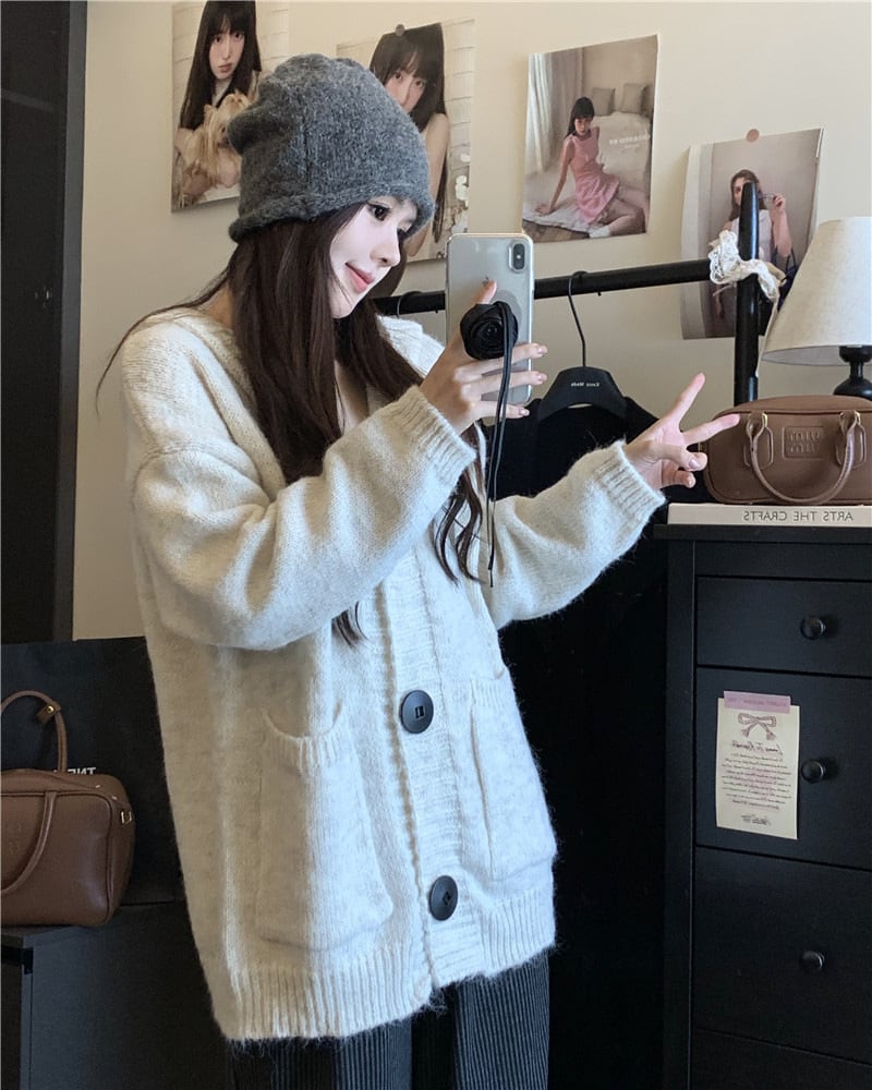 【outer】フード付きニットカーデ　M26182