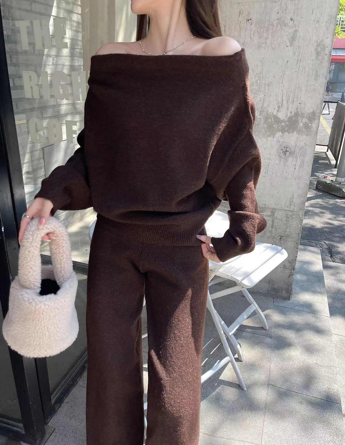 【set】ニットセーター×ワイドパンツセット　M26889