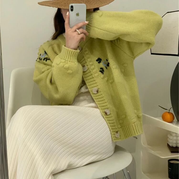 【outer】クルーネックニットカーデ　M18464