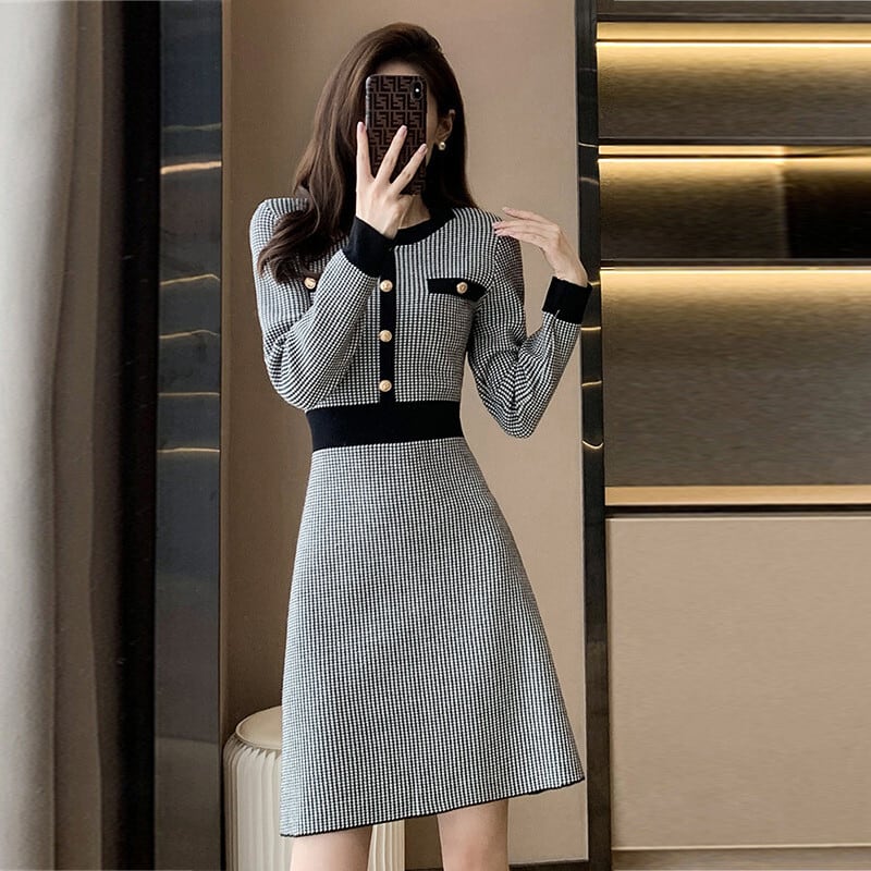 【dress】千鳥格子ワンピース　M25487