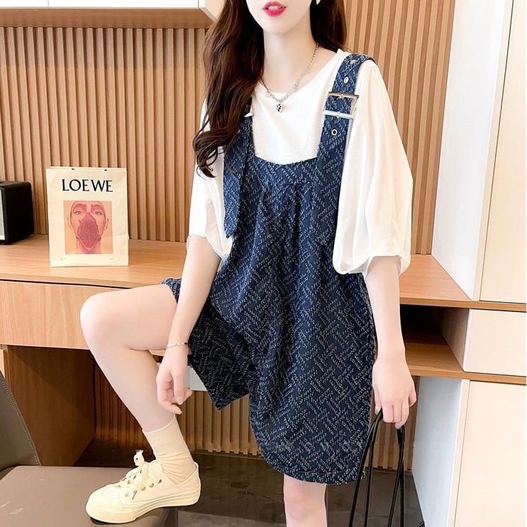 【set】無地Ｔシャツ+サロペット2点セットF7372