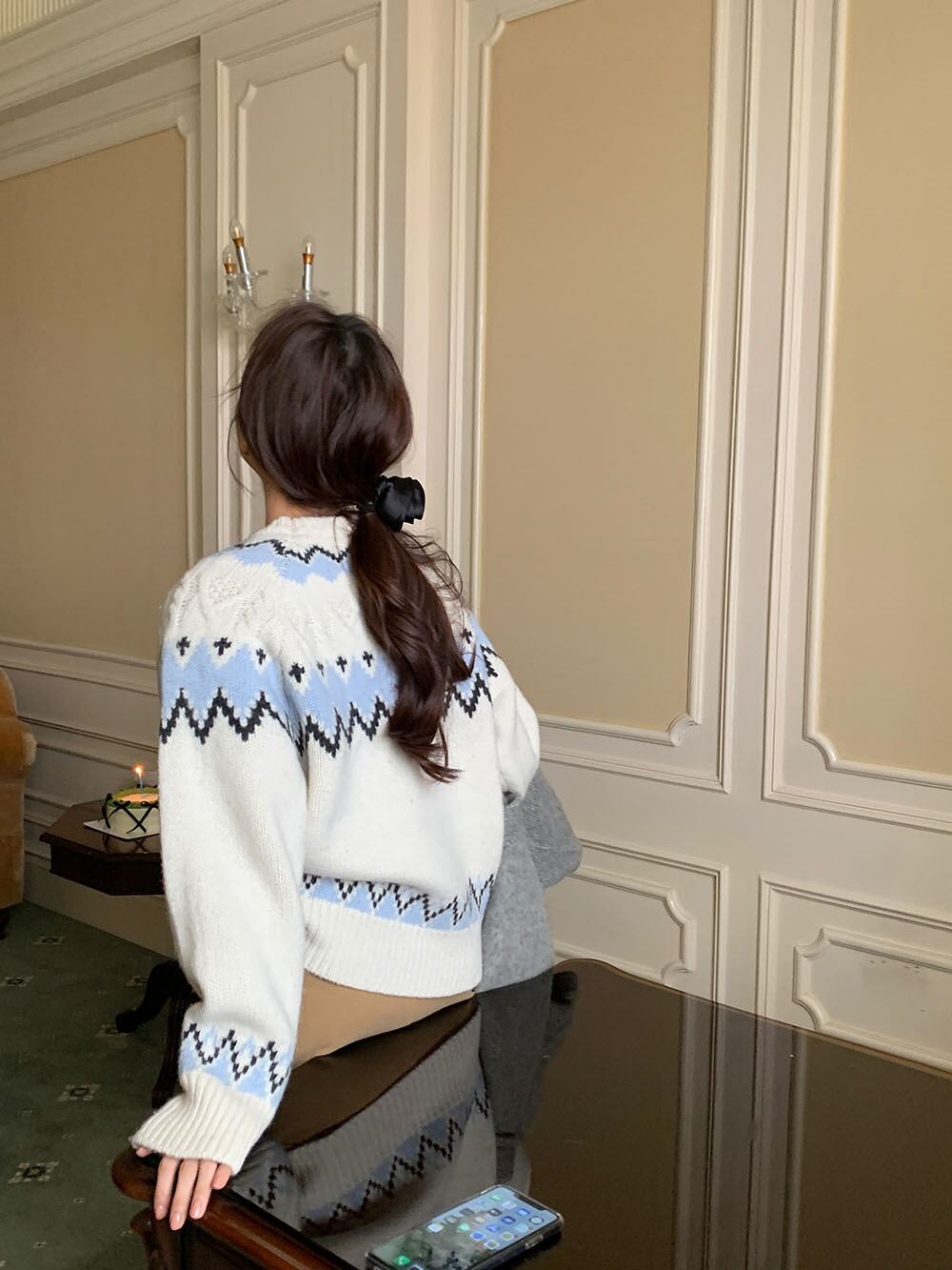 【tops】ジャカードニットセーター　M27128