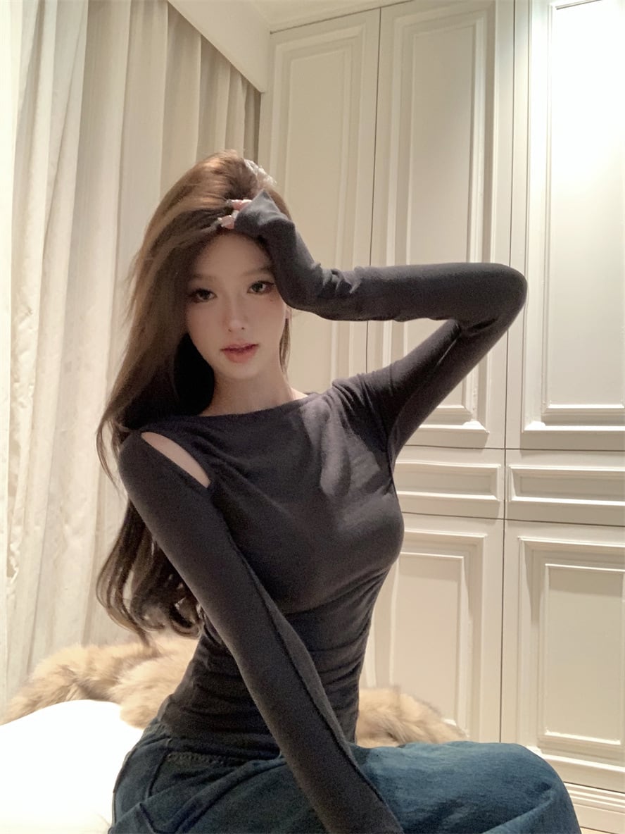 【tops】ショルダースリットニットトップス　M28414