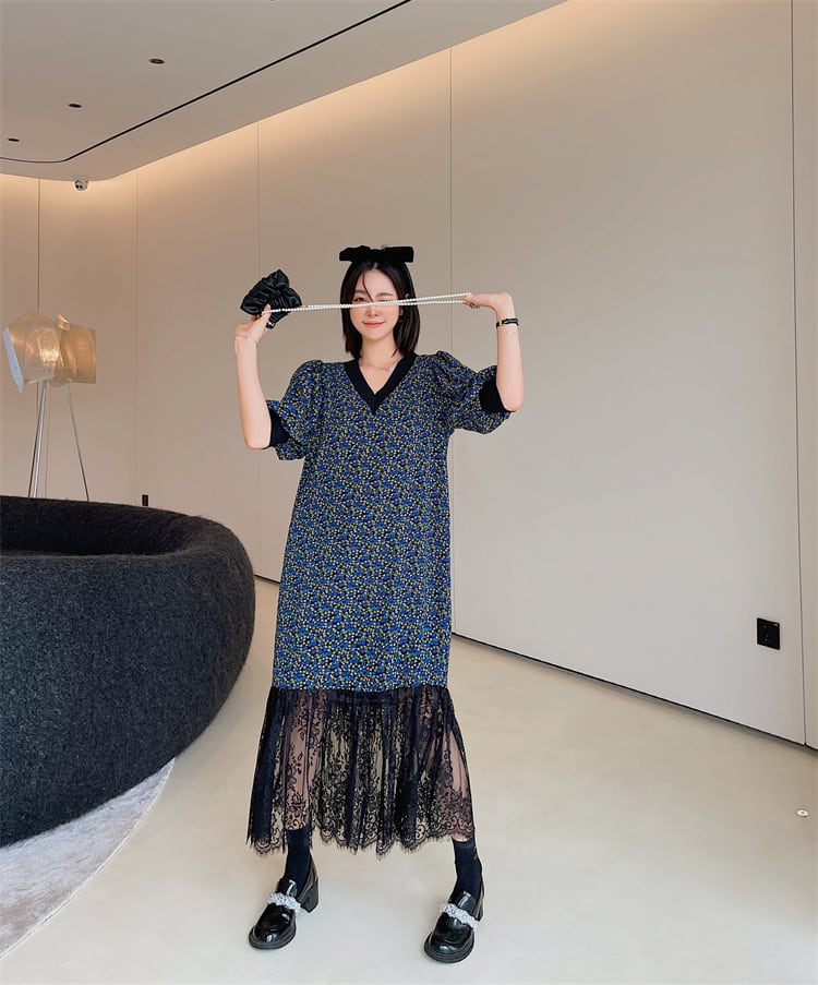 【dress】レース花柄ワンピース　M25158