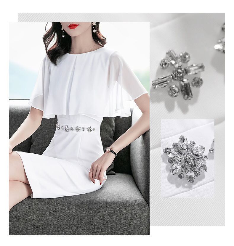 【dress】シフォン ファッション!OL通勤気質満点夏スウィートタイト着痩せ ワンピース G8075